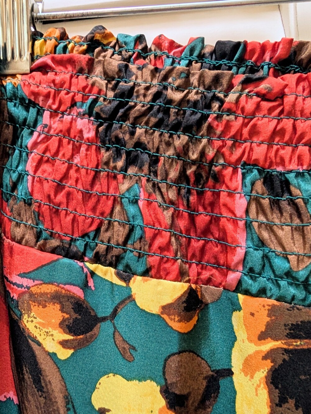 Fabulous Vintage Designer Annie Pinkerton Silk Wide Leg Pants, Wild Bohemian, M - Picture 3 of 5